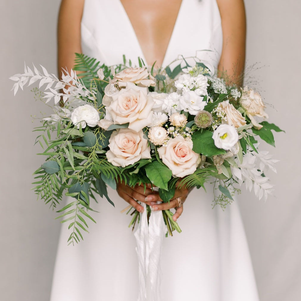 sachin and babi light blue dress 33 Chic Cascading Wedding Bouquets