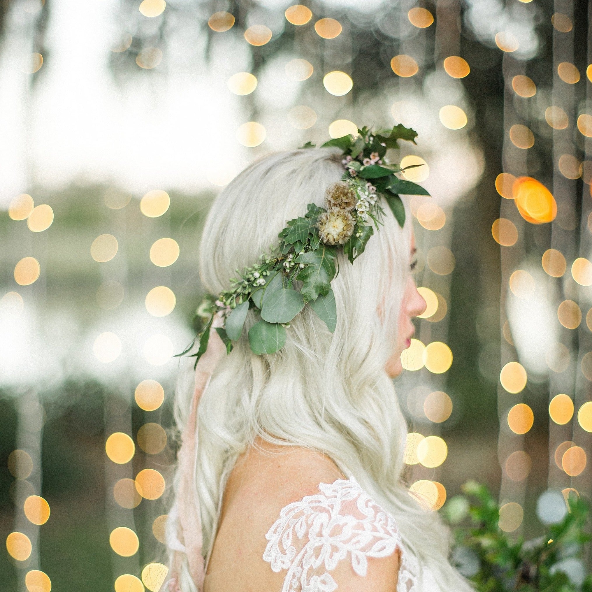 Bridal Floral Crown Boho Flower Crown With Veil: Pastel Wildflower Bridal  main image 2